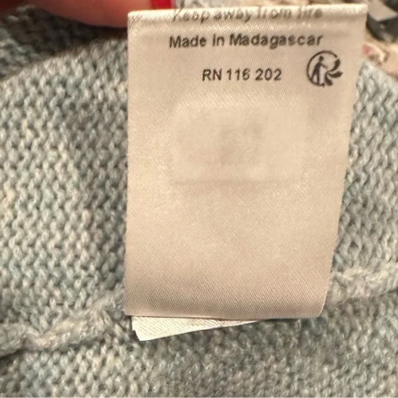 ZADIG & VOLTAIRE CASHMERE LIGHT BLUE LONG SLEEVE ROUND CREW NECK SWEATER XS - Picture 7 of 11